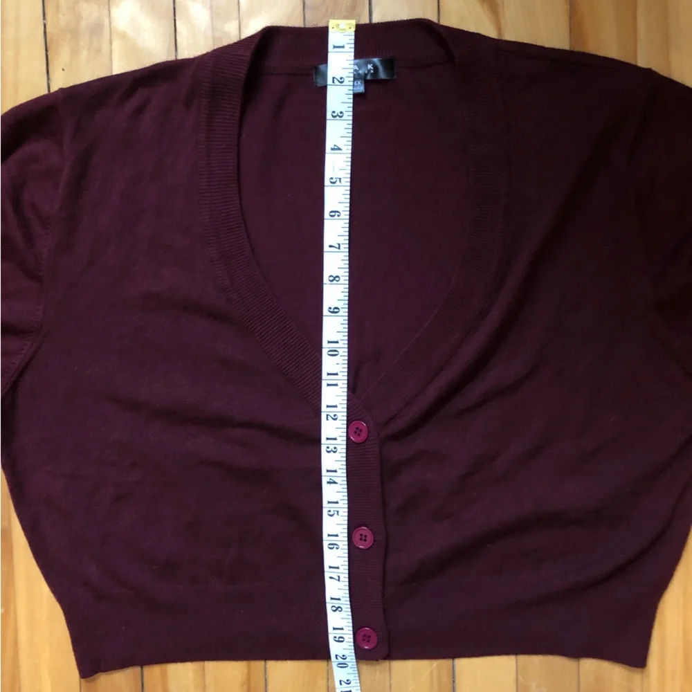 4XL New Unworn Mak Burgundy Retro Cropped 3/4 Sleeve Cardigan ModCloth - Picture 3 of 6